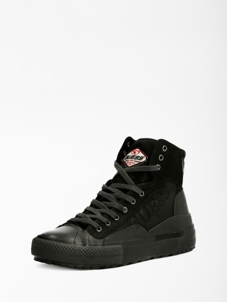 Ederle Valódi Bőr Magasszárú Tornacipő Guess Fekete