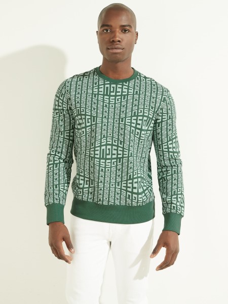 Mindenhol Nyomott Pulóver Tipp Zöld Multi