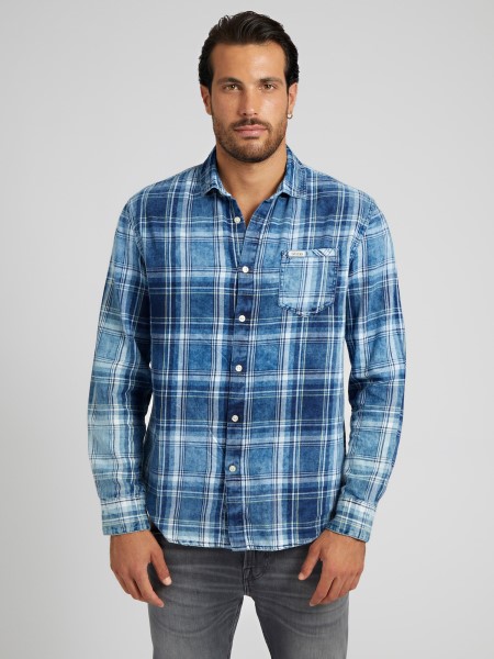 Makró Kockás Ing Kék Hiszem