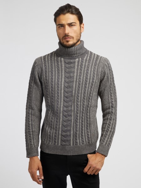 Gyapjúkeverék Kábel Kötött Pulóver Hiszem Szürke