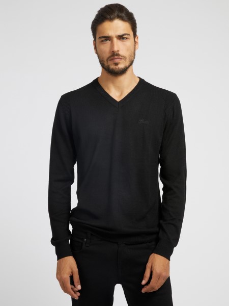 Hiszem V Nyakú Pulóver Fekete