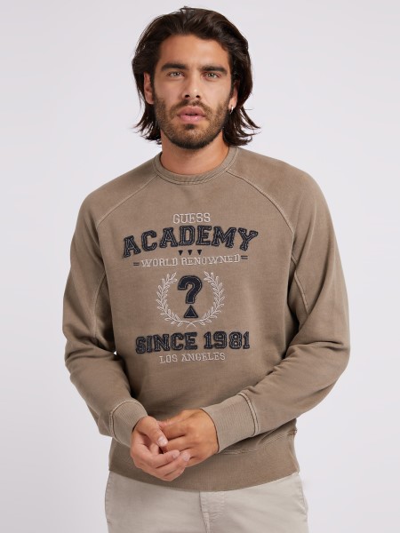 Hiszem Hímzett Patch Pulóver Barna