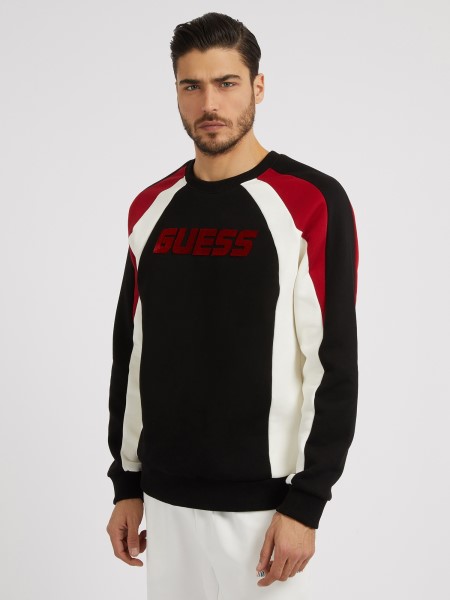 Fekete Tippszín Blokk Pulóver