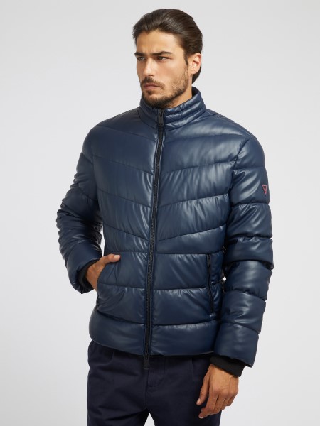 Műbőr Puffer Tipp Kék Multi