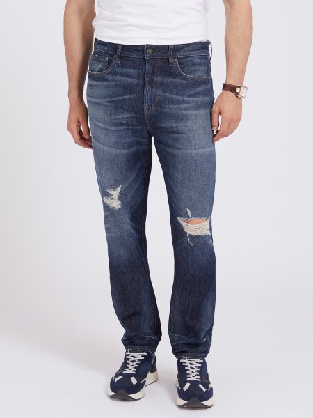 Slim Fit Farmer Nadrág Horzsolások Kék Tipp