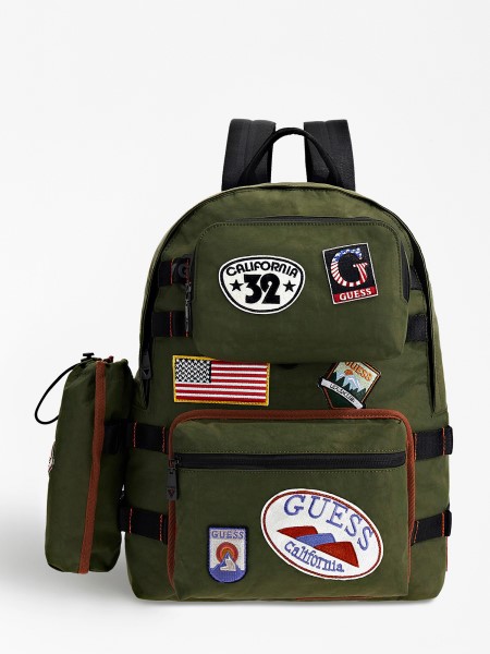 Zöld Guess Verve Nylon Patch Hátizsák