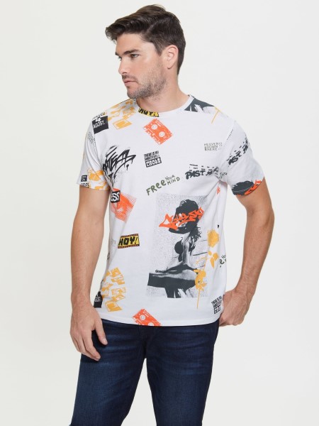 Kitalálni Az Egész Nyomtatott Póló Fehér Multi új Trend