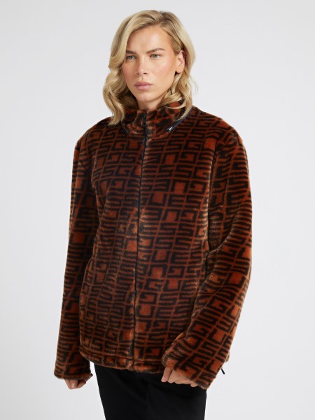 Az Egész Logós Műszőrme Kabát Hiszem Barna