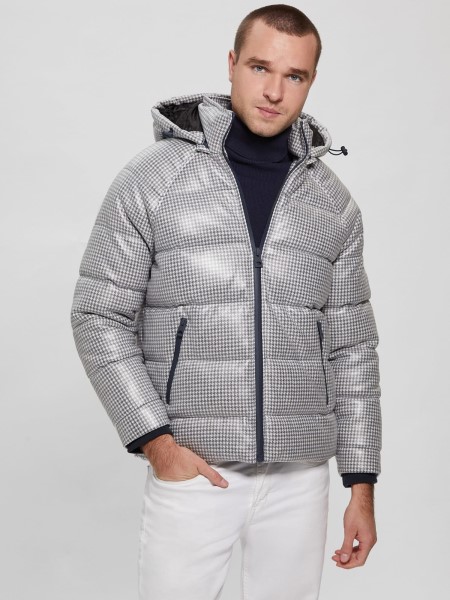 Hiszem Houndstooth Bevonatú Puffer Kék Multi