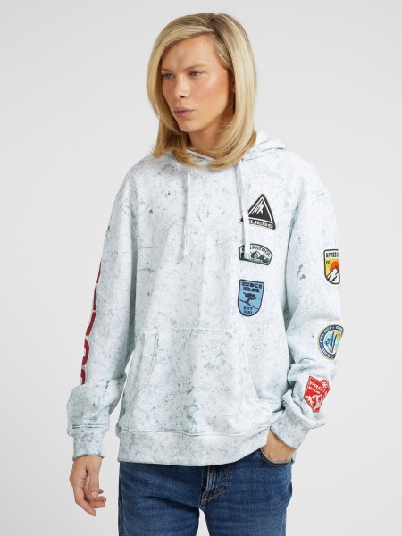 Fehér Több Hímzett Foltok Pulóver Hiszem