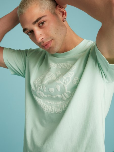 Hiszem Elhelyezett Nyomtatott Póló Világoskék