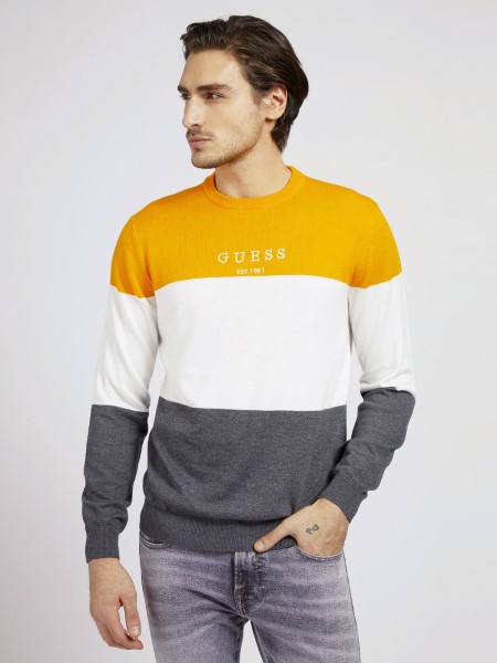 Kitalálni árnyalatú Narancssárga Csíkos Pulóver