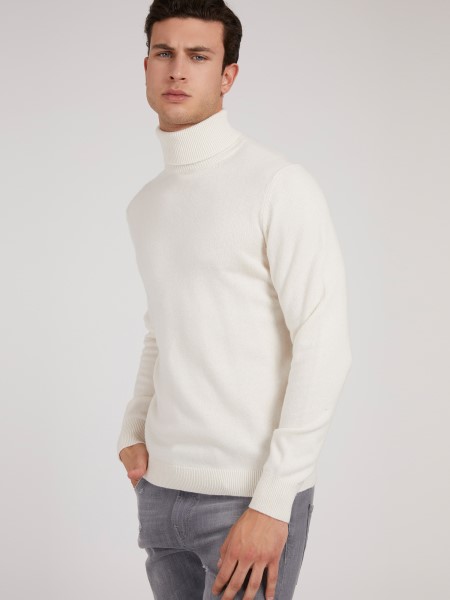 Hiszem, Fehér Gyapjú Keverék Teknős Nyakú Pulóver