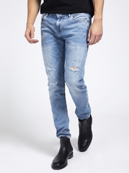 Kék Sejt Skinny Fit Farmer Horzsolások