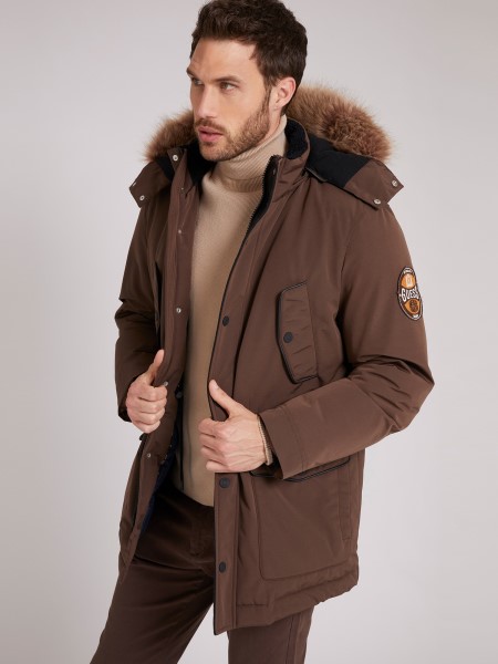 Párnázott Kabát Kapucnival Guess Barna