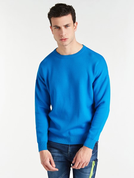 Laza Szabású Pulóver Hiszem, Kék