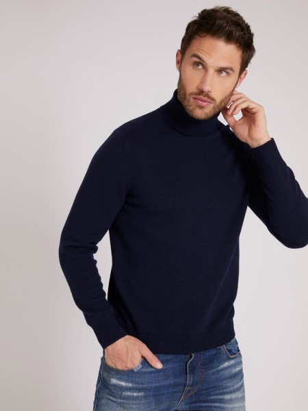 Hiszem, Kék Gyapjú Keverék Teknős Nyakú Pulóver