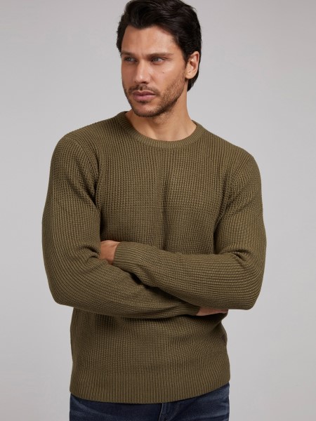 Legénységi Nyakú Viszkóz Keverék Pulóver Zöld Tipp