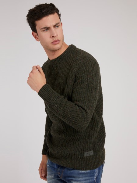 Hiszem Borda Gyapjú Keverék Pulóver Zöld