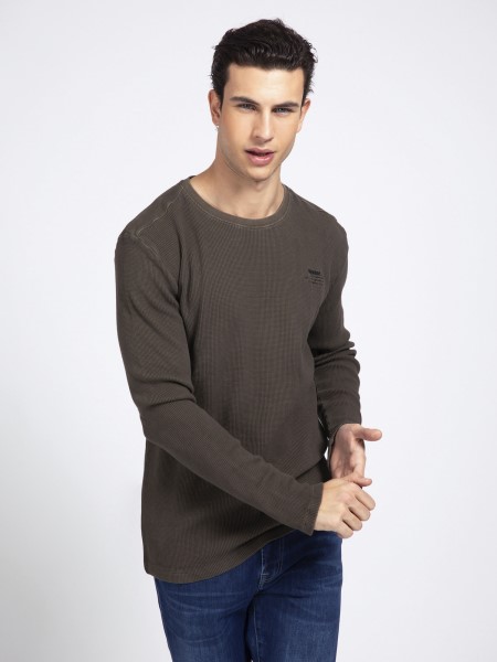 Barna Gofri Logós Pulóver Tipp