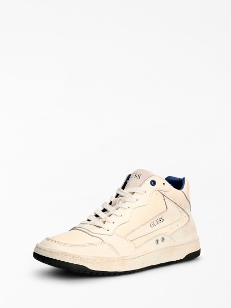 Pesaro Valódi Bőr Magas Szárú Tornacipő Guess Fehér