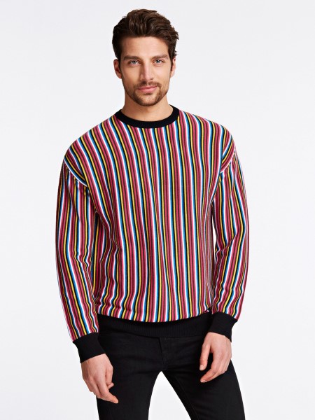 Többszínű Mintás Csíkos Motívum Pulóver Tipp