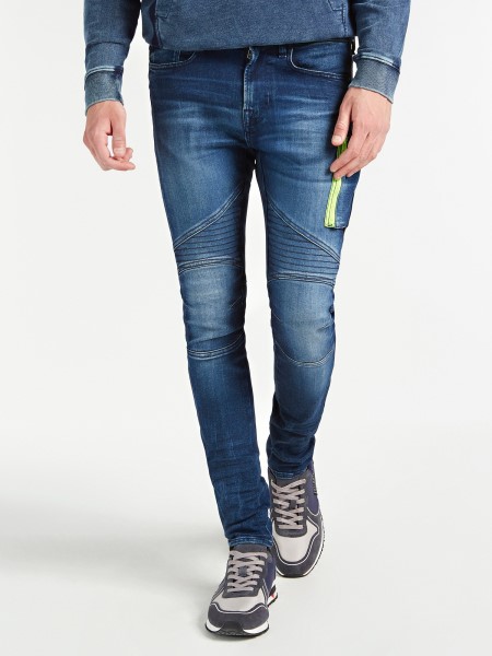 Kék Cipzár Skinny Fit Farmer Nadrág Tip