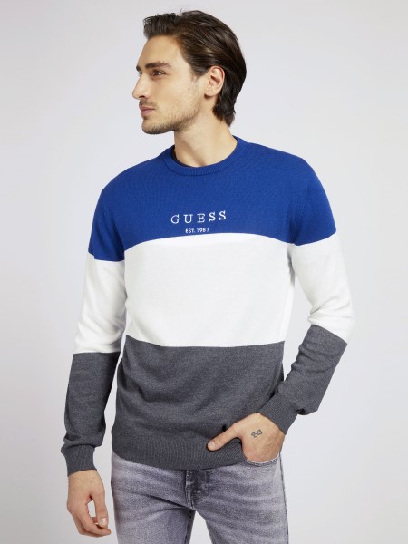 Hiszem Csíkos Pulóver Kék Multi