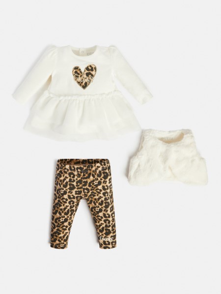 Fehér Guess Műszőrme Mellny Póló Leggings