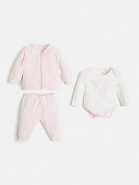 Rózsaszín Guess Front Logó Kabát Test és Nadrág