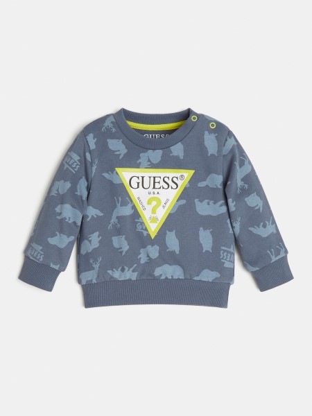 Az Egész Nyomtatott Pulóver Kék Multi Hiszem