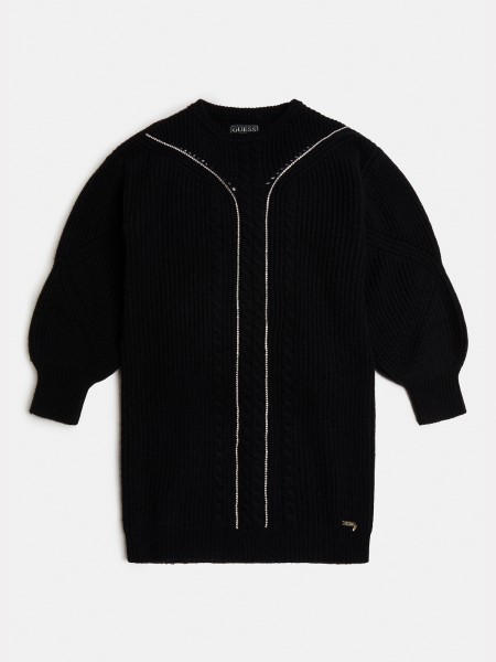 Gyapjúkeverék Pulóver Ruha Fekete Hiszem