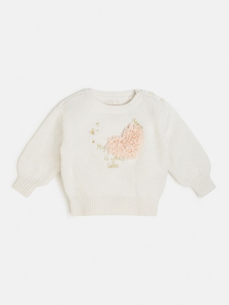 Hiszem, Legénységi Nyakú Pulóver Fehér