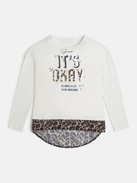 Fehér Animalier Print Póló Tipp