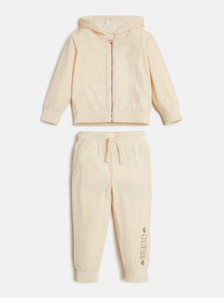 Világos Rózsaszín Kapucnis Pulóver és Nadrág Szett Hiszem