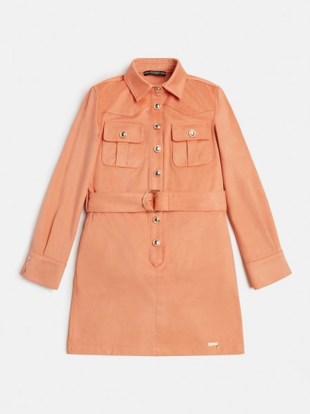 Narancssárga Tipp Logó Gomb Művelúr Ruha