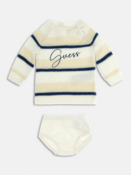 Hiszem, Fehér Csíkos Ruha és Bugyi Szett