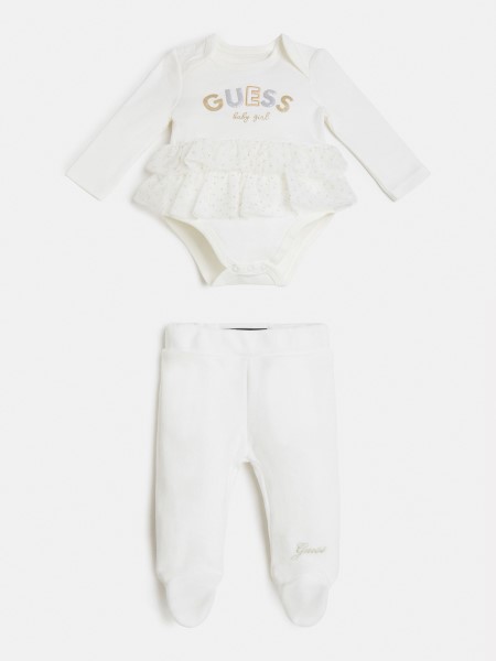 Elülső Logós Body Nadrág Szett Guess Fehér