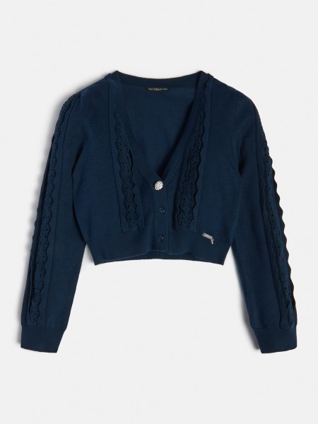 Kék Csipkebetétes Kardigán