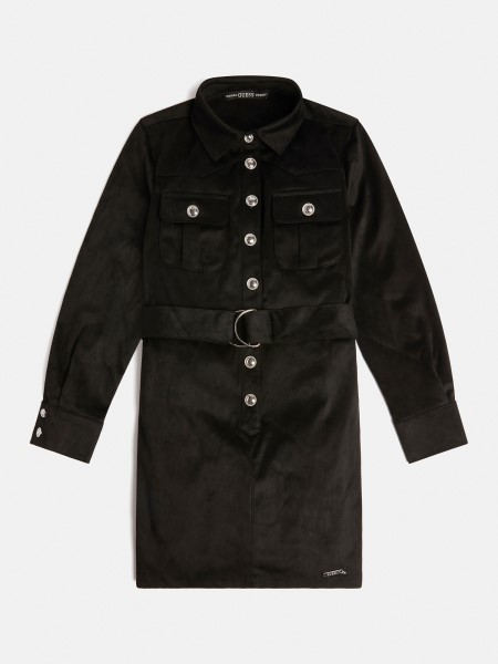 Hiszem Logó Gomb Művelúr Ruha Fekete