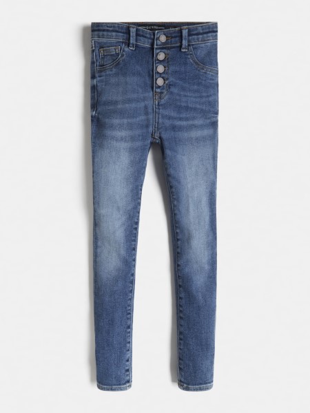 Kitett Gomb Skinny Fit Farmer Nadrág Tipp Kék
