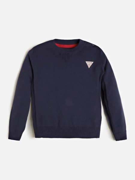 Logós Címke Pulóver Sötétkék Hiszem