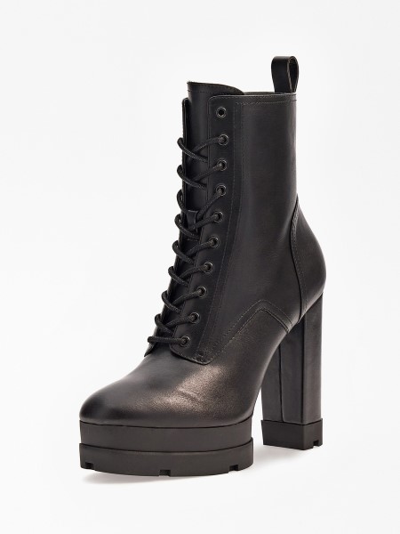 Fekete Valódi Bőr Számlák Alacsony Csizma Kitalálni