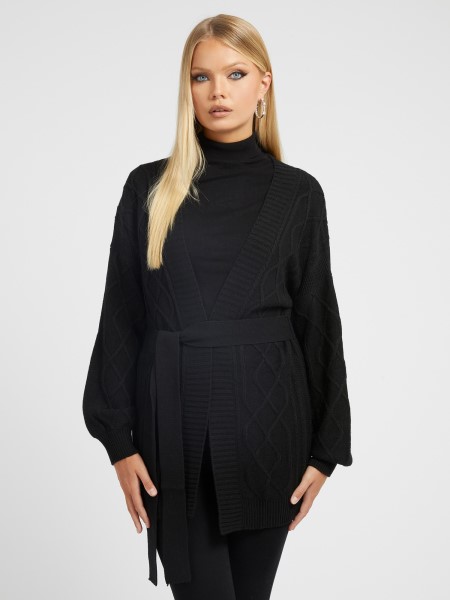 Kábel Kötött Gyapjúkeverék Kardigán Hiszem Fekete