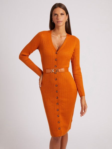 Kardigán öves Ruha Hiszem Narancs