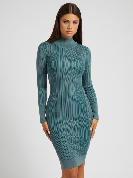 Hiszem Petróleum Teknős Nyakú Pulóver Ruha