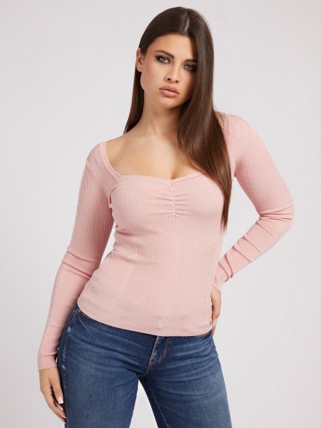 Hiszem Rózsaszín Kedvese Nyakú Pulóver