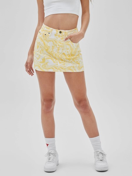 Sárga Az Egész Print Farmer Szoknya Találgatás