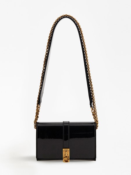 Fekete Virtuális Patent Mini Crossbody Táska Találgatás