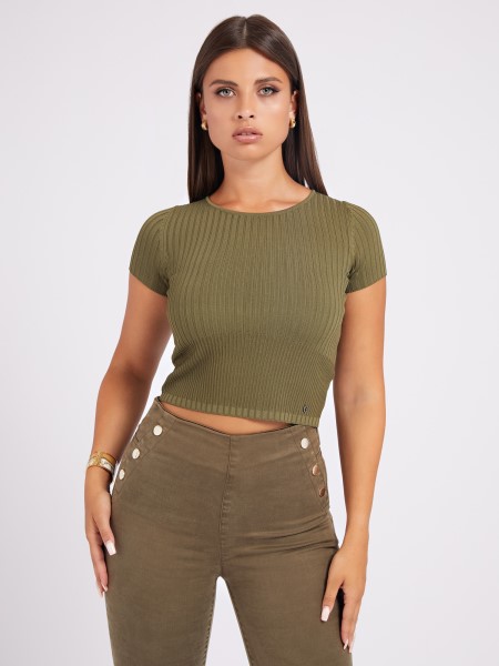 Viszkóz Keverék Pulóver Felső Zöld Tipp